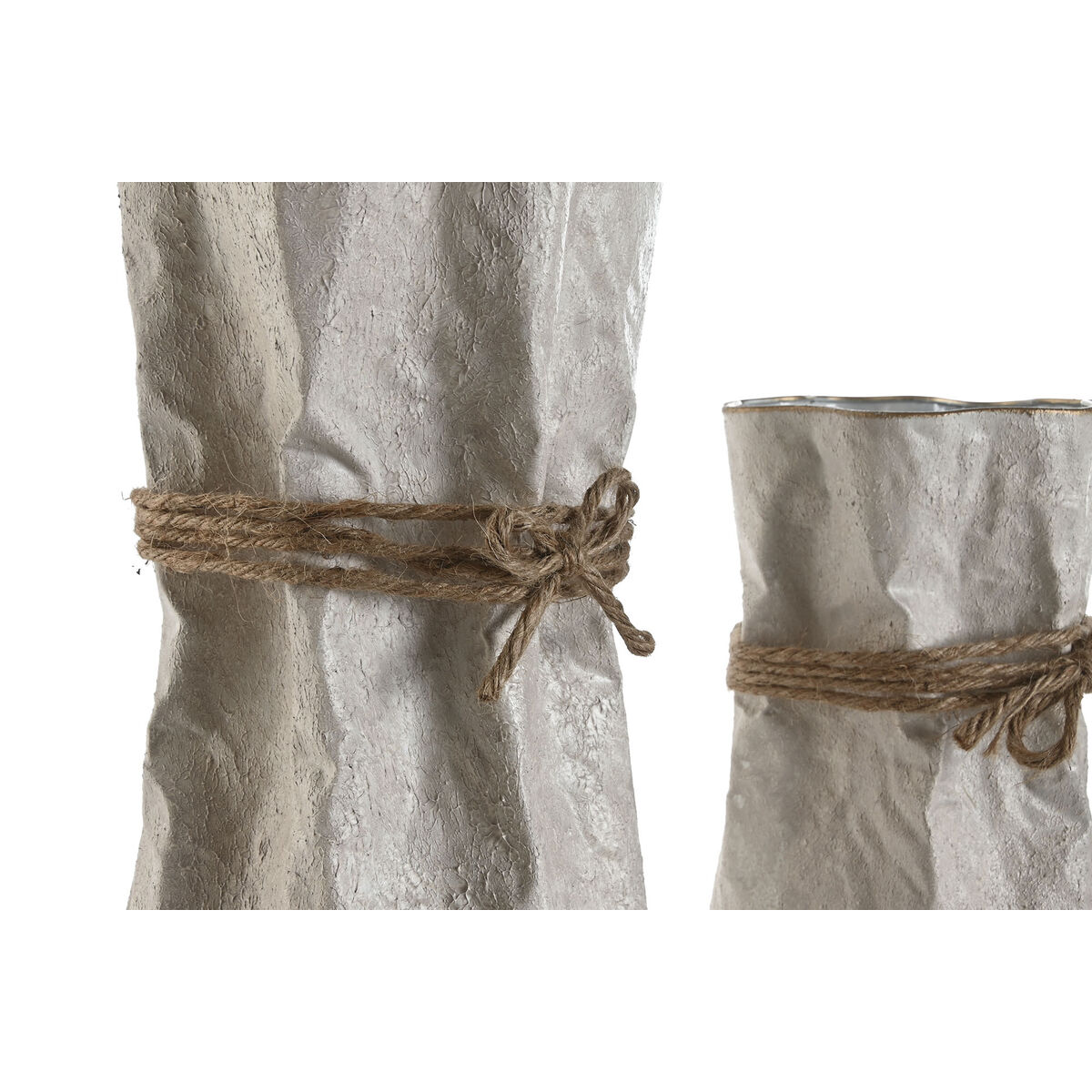 Set de 3 Jarrones Home ESPRIT Beige Metal Cuerda 17 x 17 x 54 cm (3 Piezas) 2 S3060325_1