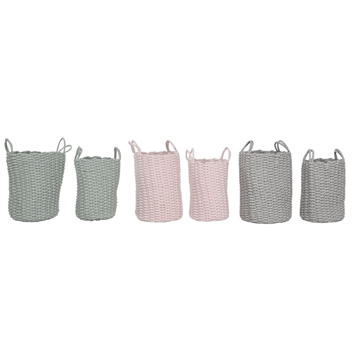 Juego de Cestas Home ESPRIT Verde Gris Rosa Cuerda 30 x 30 x 43 cm 2 Piezas (3 Unidades) 1 S3060486_0