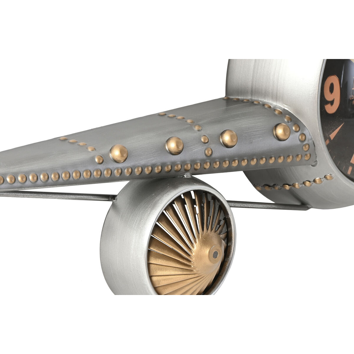 Reloj de Pared Home ESPRIT Dorado Plateado Metal Avión Vintage 114 x 11 x 40 cm 2 S3060628_1