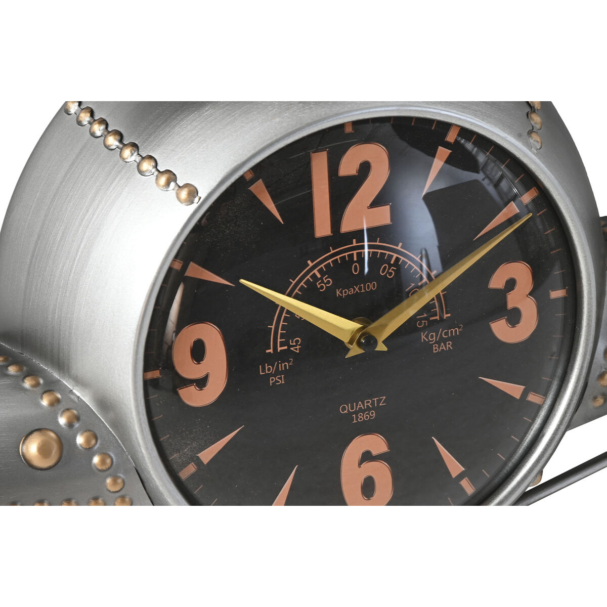 Reloj de Pared Home ESPRIT Dorado Plateado Metal Avión Vintage 114 x 11 x 40 cm 3 S3060628_2