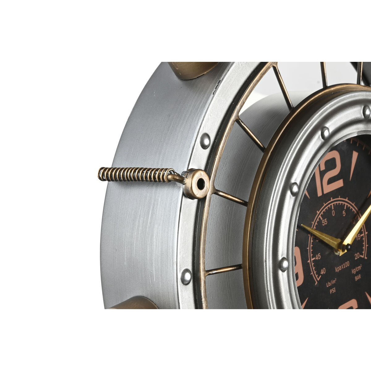 Reloj de Pared Home ESPRIT Dorado Plateado Hierro Vintage 48 x 11 x 44,5 cm 2 S3060636_1