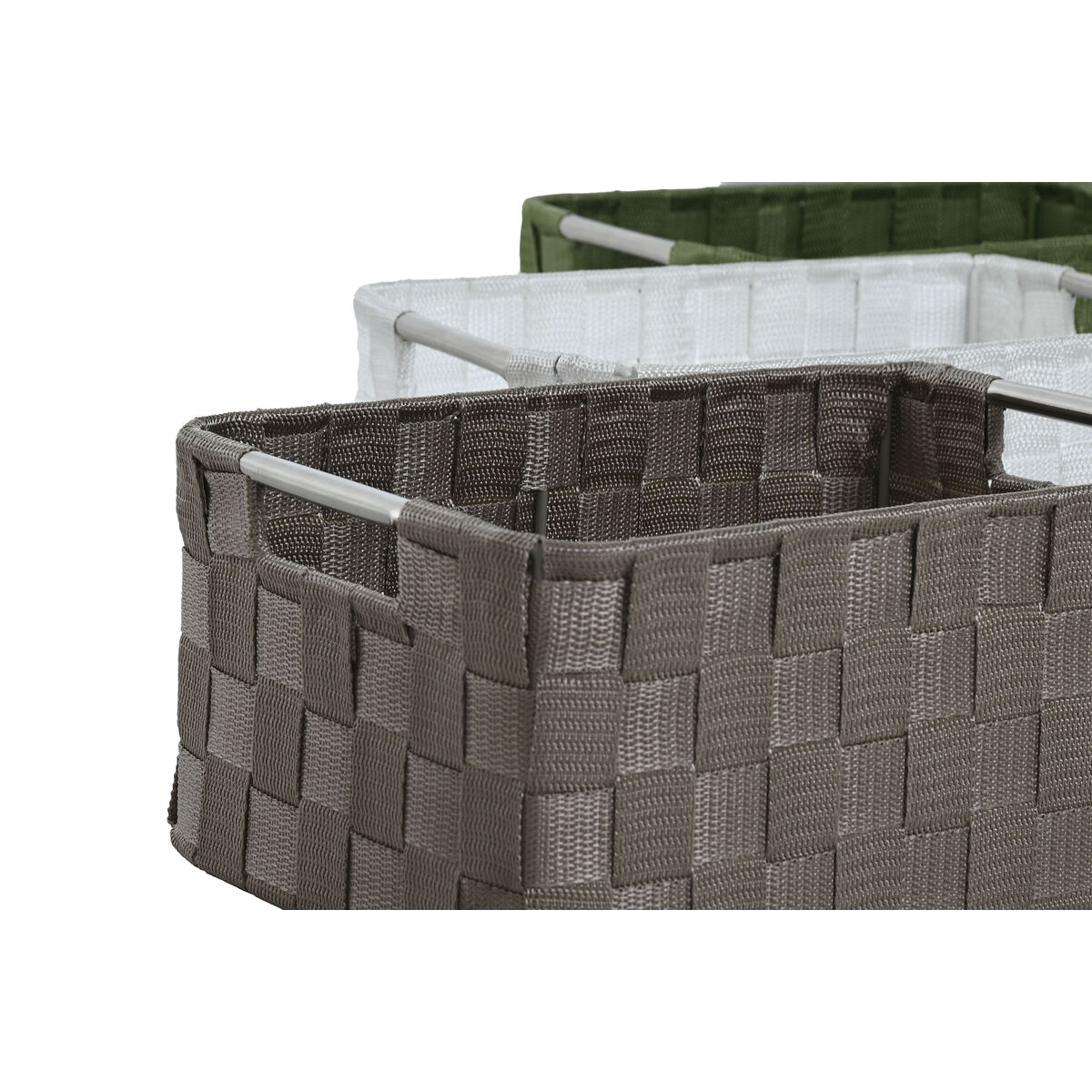 Juego de Cestas Home ESPRIT Verde Gris Crema Metal Polipropileno 38 x 28 x 17 cm 3 Piezas (3 Unidades) 2 S3060695_1