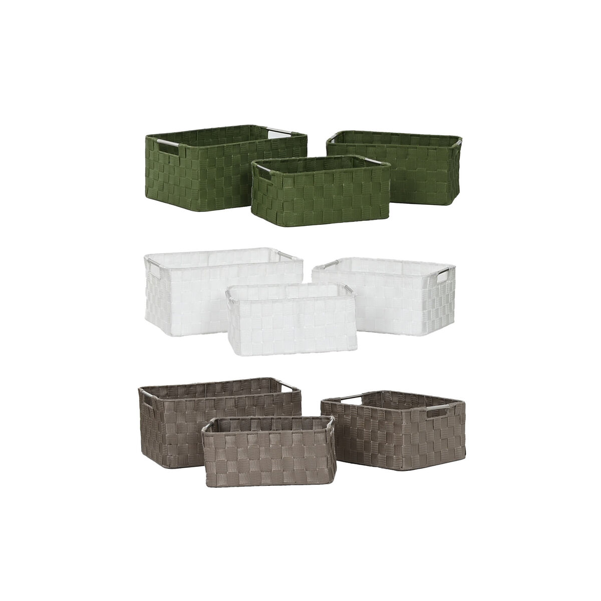 Juego de Cestas Home ESPRIT Verde Gris Crema Metal Polipropileno 38 x 28 x 17 cm 3 Piezas (3 Unidades) 3 S3060695_2