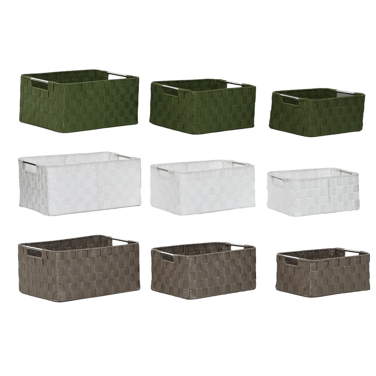Juego de Cestas Home ESPRIT Verde Gris Crema Metal Polipropileno 38 x 28 x 17 cm 3 Piezas (3 Unidades) 1 S3060695_0