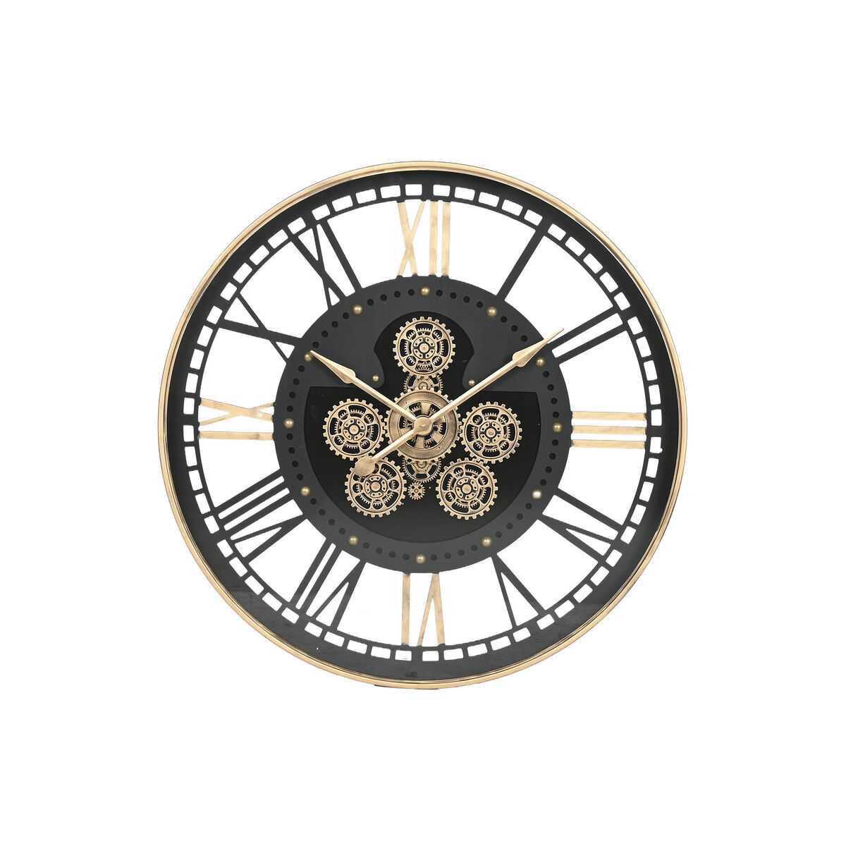 Reloj de Pared Home ESPRIT Negro Dorado Metal Cristal 100 x 9 x 100 cm 1 S3060574_0