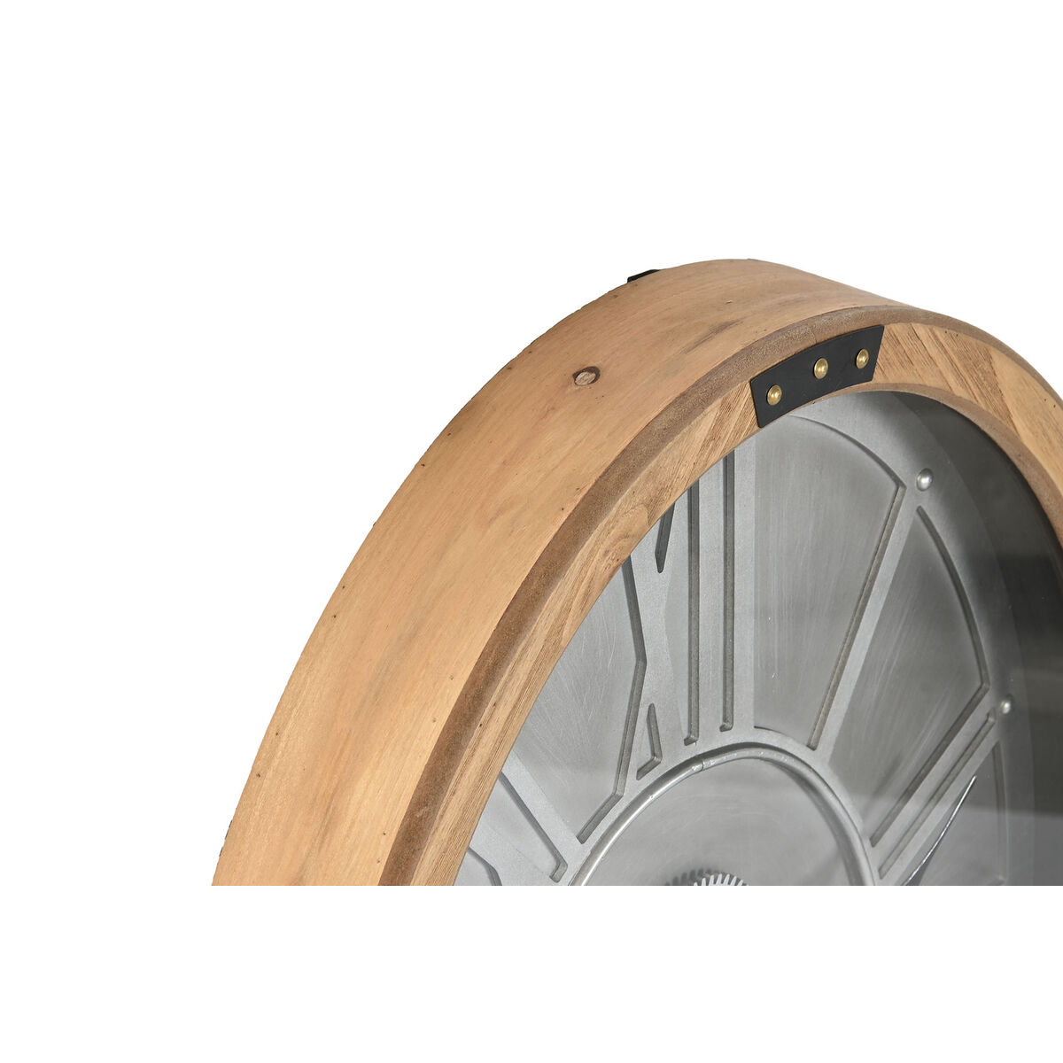 Reloj de Pared Home ESPRIT Plateado Natural Metal Cristal Madera de pino 50 x 8 x 68 cm 2 S3060577_1