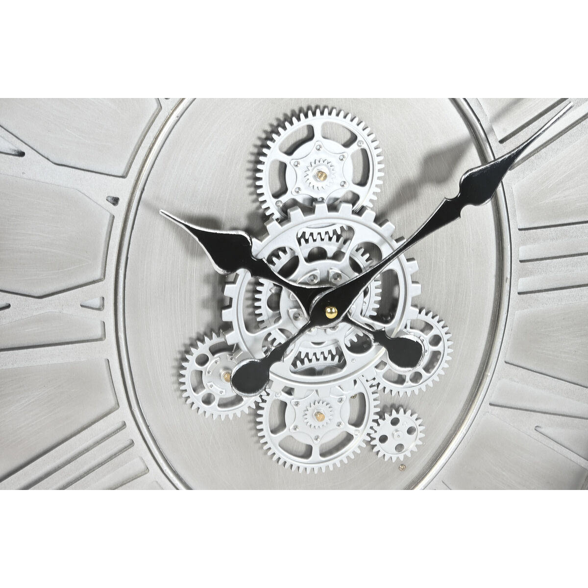 Reloj de Pared Home ESPRIT Plateado Natural Metal Cristal Madera de pino 50 x 8 x 68 cm 3 S3060577_2