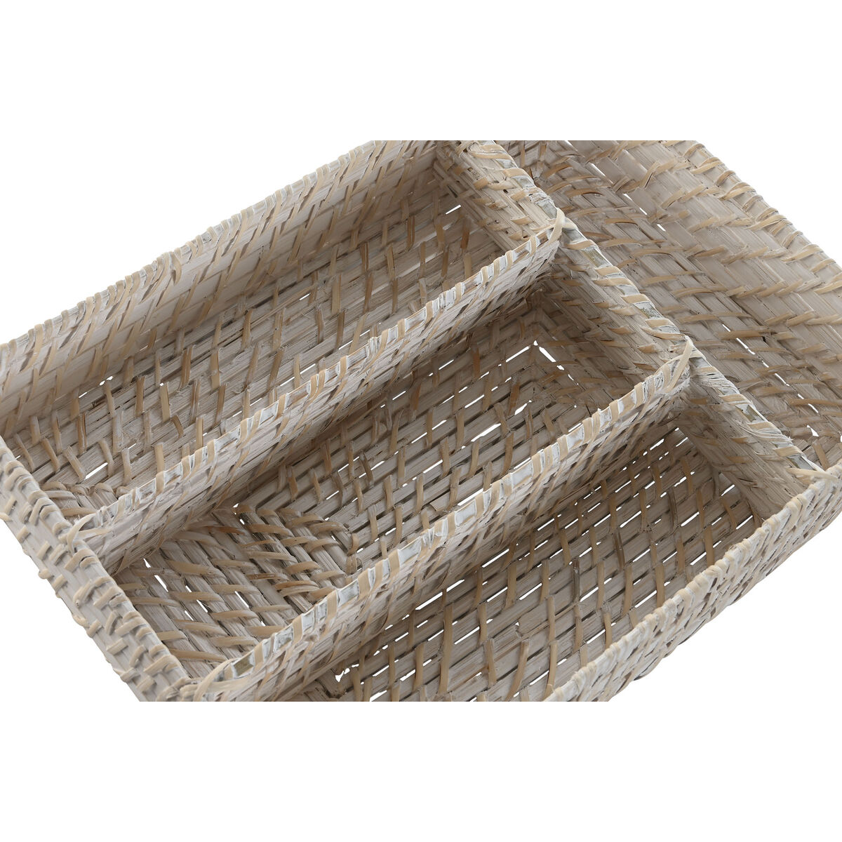 Organizador para Cubiertos Home ESPRIT Blanco Natural Bambú 34 x 24 x 6 cm 2 S3060818_1