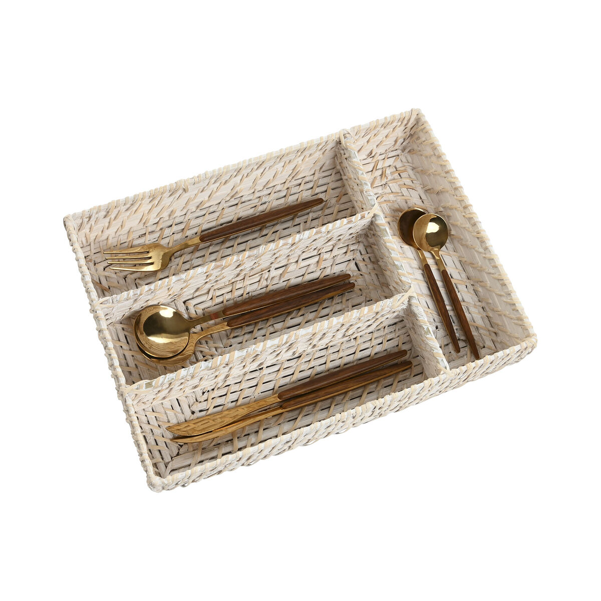 Organizador para Cubiertos Home ESPRIT Blanco Natural Bambú 34 x 24 x 6 cm 3 S3060818_2