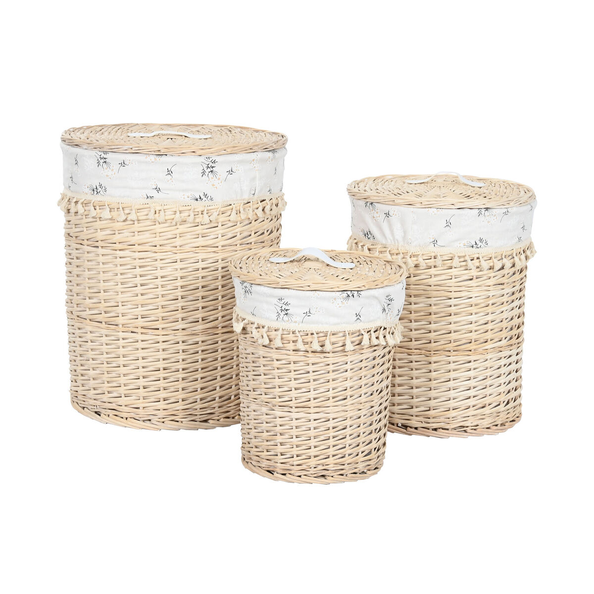 Cesto para la Ropa Sucia Home ESPRIT Natural Mimbre Shabby Chic 45 x 45 x 55 cm 3 Piezas 1 S3060923_0