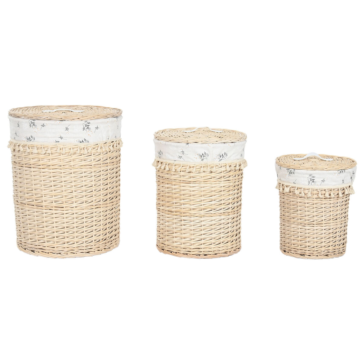 Cesto para la Ropa Sucia Home ESPRIT Natural Mimbre Shabby Chic 45 x 45 x 55 cm 3 Piezas 5 S3060923_4