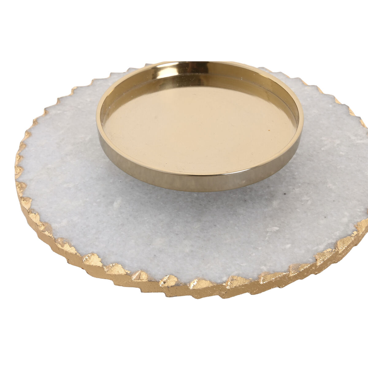 Portavelas Home ESPRIT Blanco Dorado Cristal Mármol 25 x 25 x 27 cm 2 S3061279_1