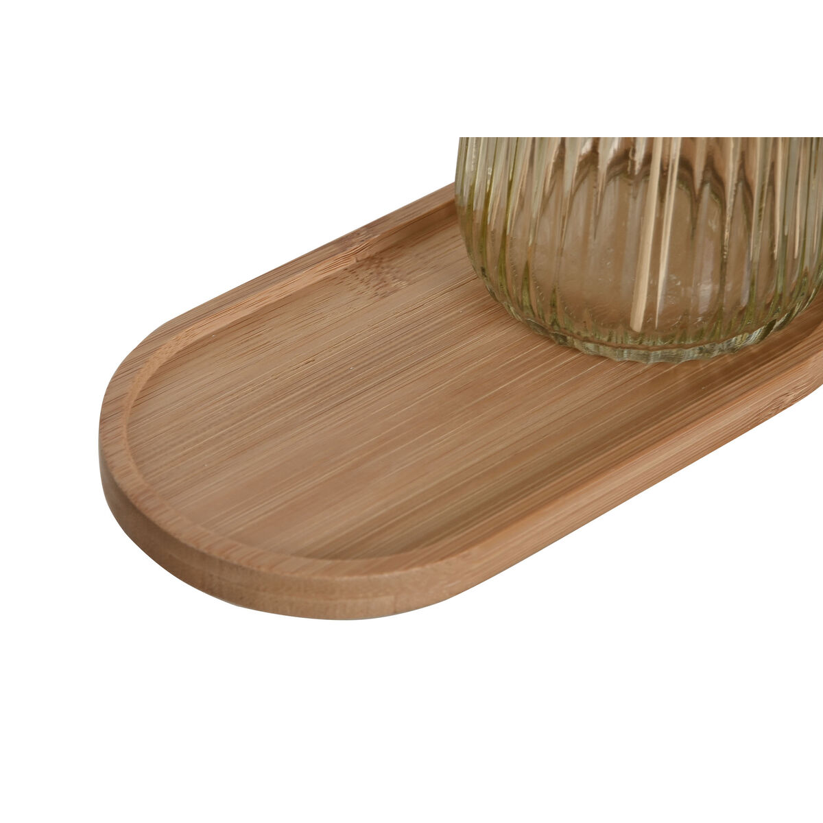 Set de Baño Home ESPRIT Gris Naranja Ambar Bambú Cristal 3 Piezas 4 S3061432_3