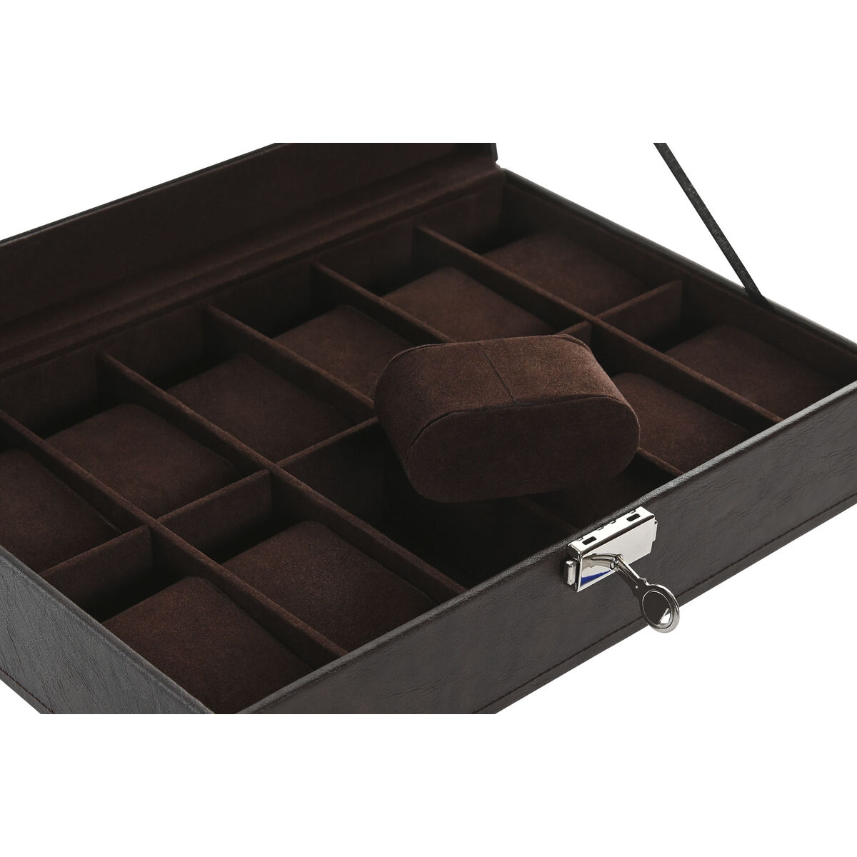 Caja-Joyero Home ESPRIT Marrón oscuro Poliuretano Cristal Acero Madera MDF 30 x 20 x 8 cm 2 S3061449_1