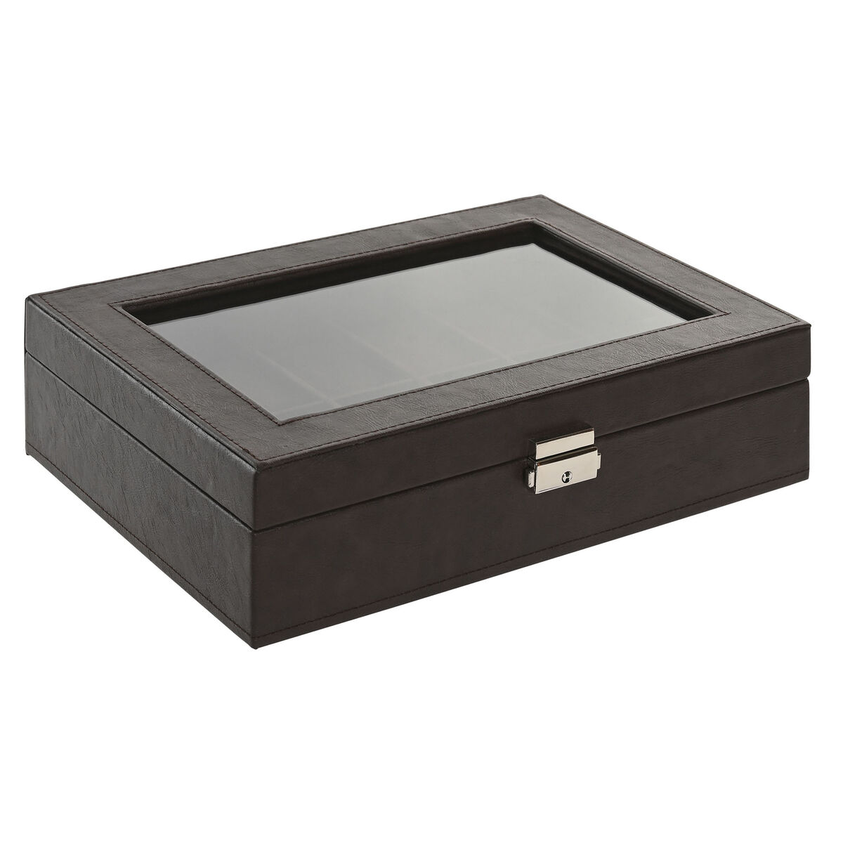 Caja-Joyero Home ESPRIT Marrón oscuro Poliuretano Cristal Acero Madera MDF 30 x 20 x 8 cm 3 S3061449_2