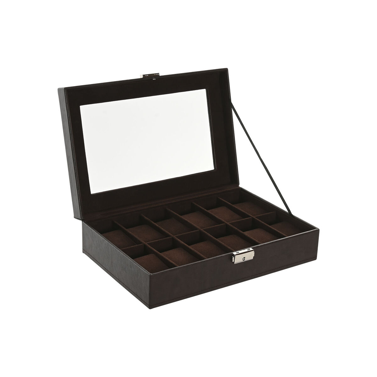 Caja-Joyero Home ESPRIT Marrón oscuro Poliuretano Cristal Acero Madera MDF 30 x 20 x 8 cm 1 S3061449_0