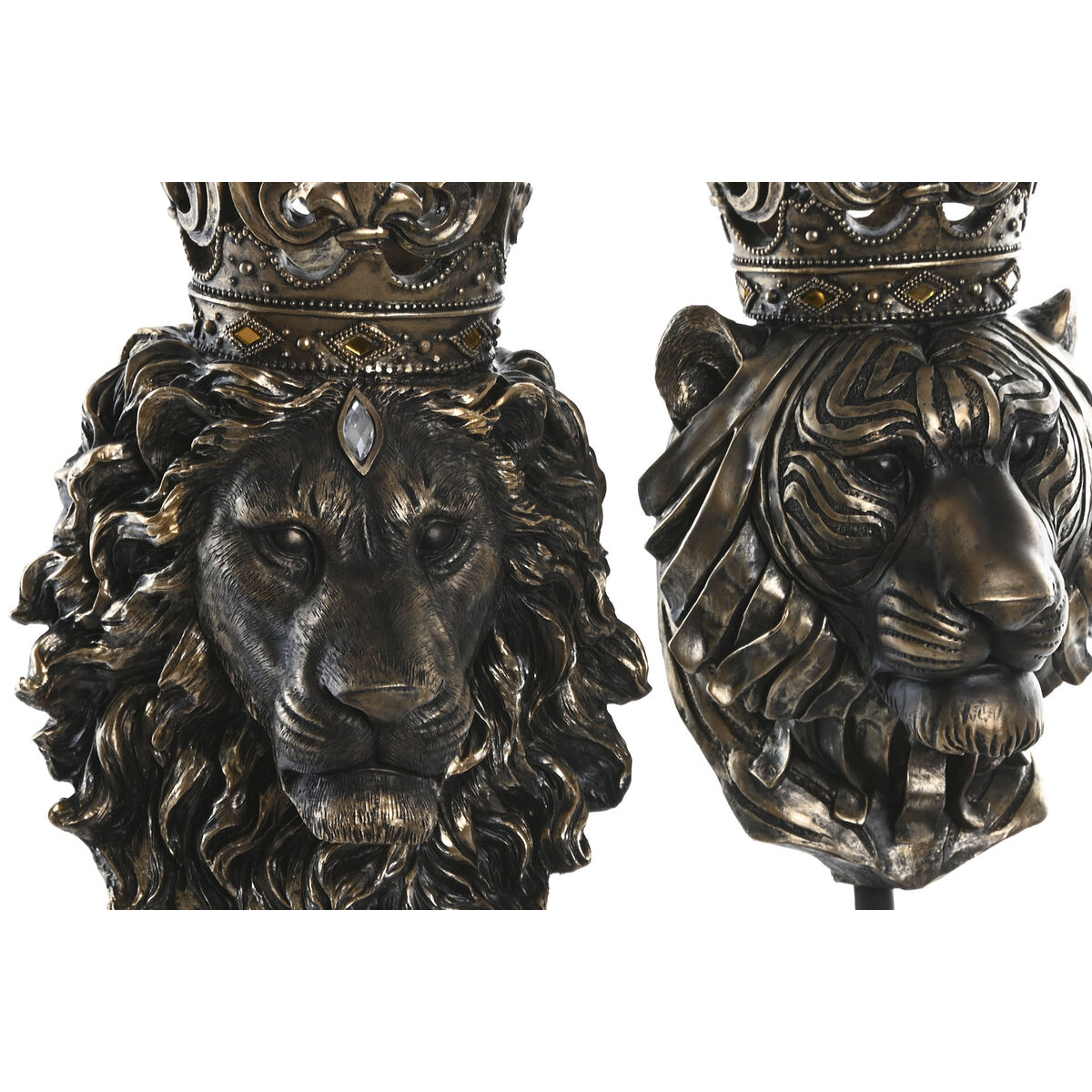 Figura Decorativa Home ESPRIT Marrón oscuro León Corona 21 x 18 x 44 cm (2 Unidades) 2 S3061297_1