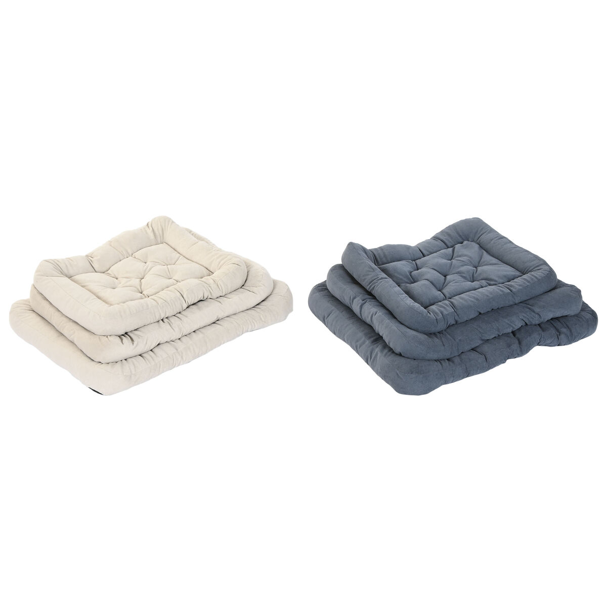 Cama para mascota Home ESPRIT Beige Gris Crema Gris oscuro 72 X 60 X 9 CM 2 Unidades 2 S3061428_1