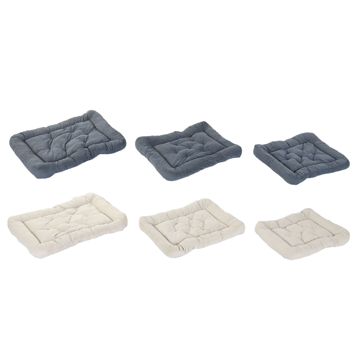 Cama para mascota Home ESPRIT Beige Gris Crema Gris oscuro 72 X 60 X 9 CM 2 Unidades 1 S3061428_0