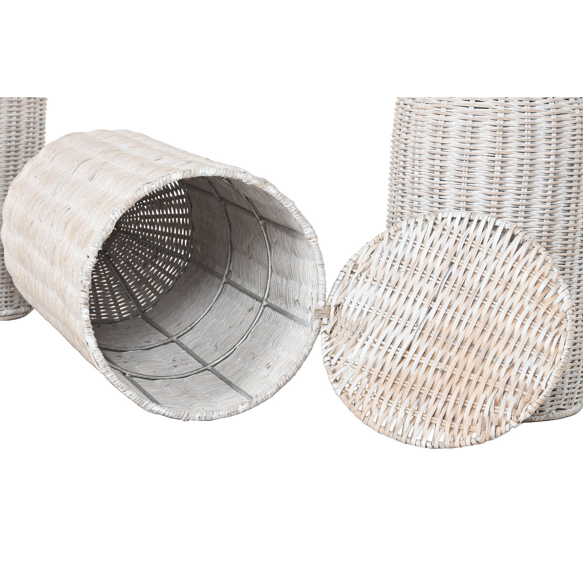Set de 3 Jarrones Home ESPRIT Metal Natural 25 x 25 x 80 cm (3 Piezas) 3 S3061495_2
