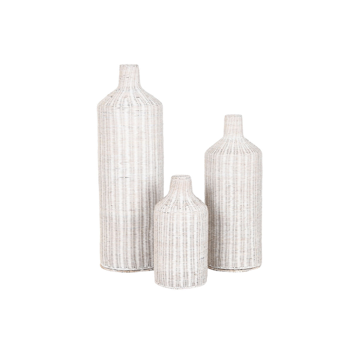 Set de 3 Jarrones Home ESPRIT Metal Natural 25 x 25 x 80 cm (3 Piezas) 4 S3061495_3