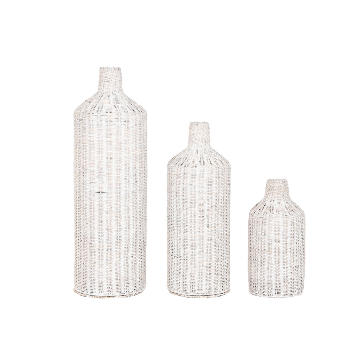 Set de 3 Jarrones Home ESPRIT Metal Natural 25 x 25 x 80 cm (3 Piezas) 1 S3061495_0