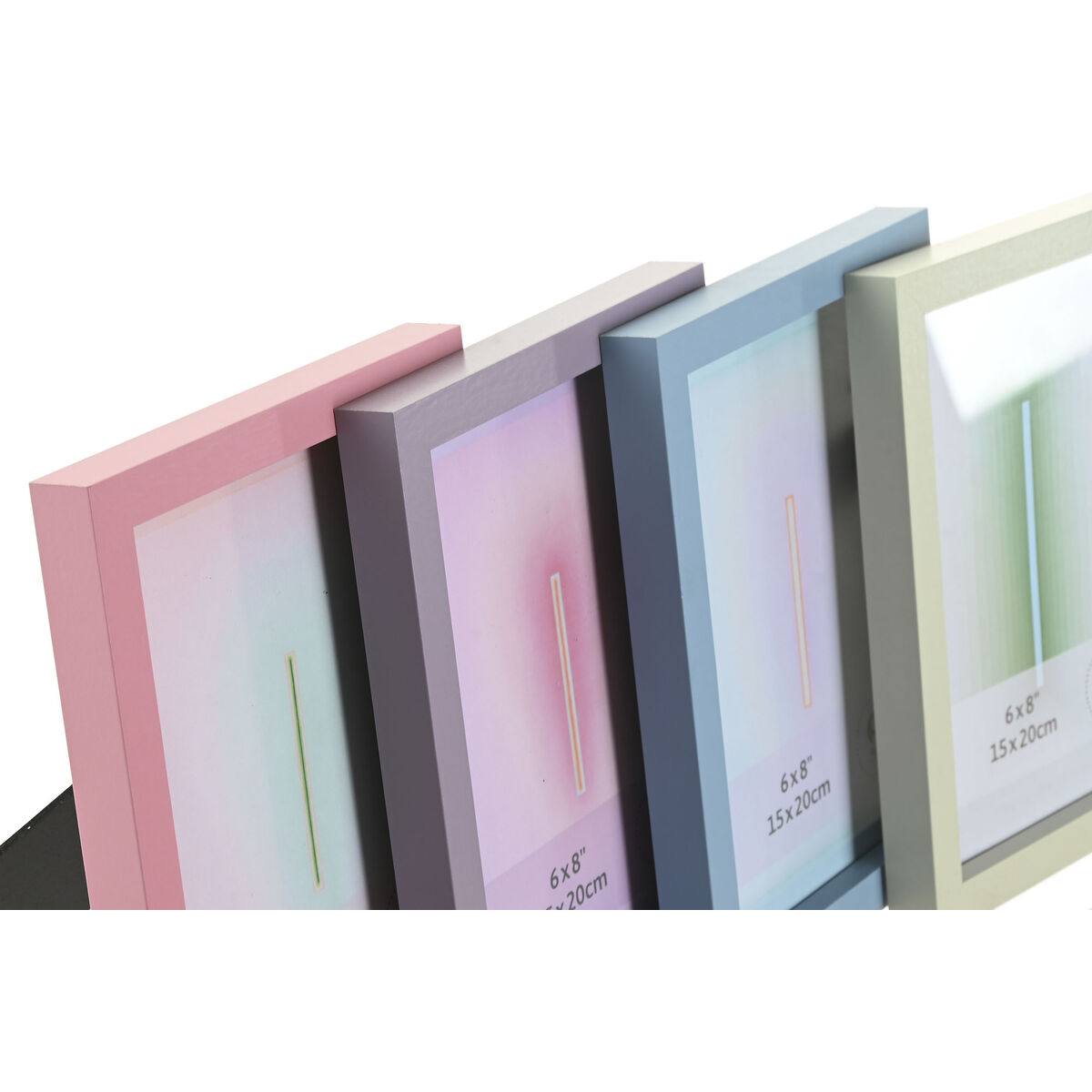 Marco de Fotos Home ESPRIT Azul Verde Cristal Madera MDF Urbano (4 Unidades) 2 S3061750_1