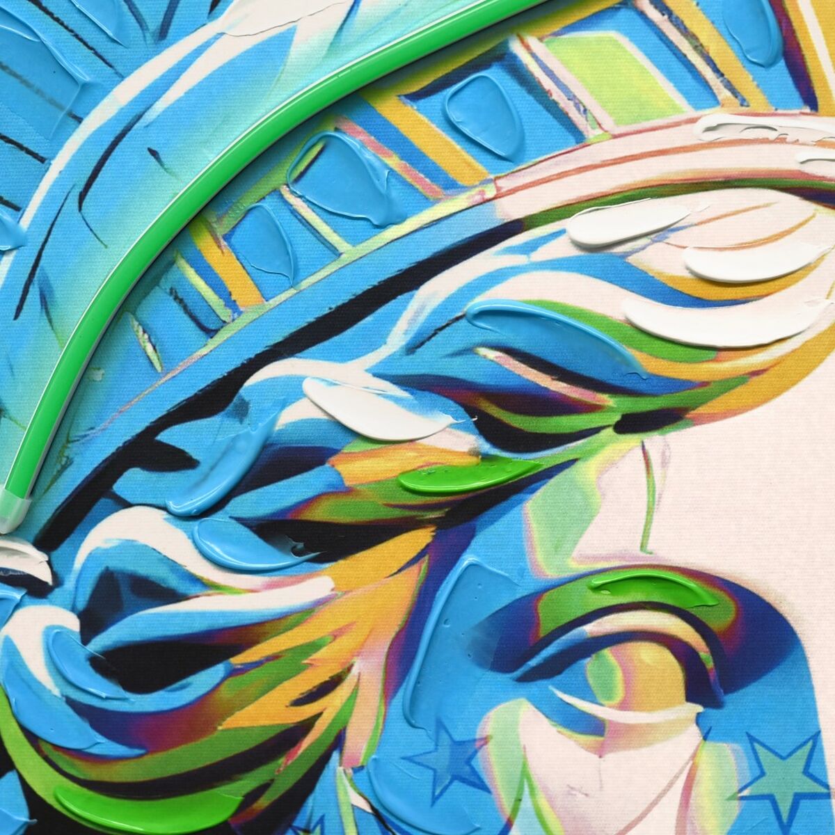 Cuadro con LED Home ESPRIT Azul Verde Moderno 83 x 3 x 83 cm (2 Unidades) 2 S3061985_1