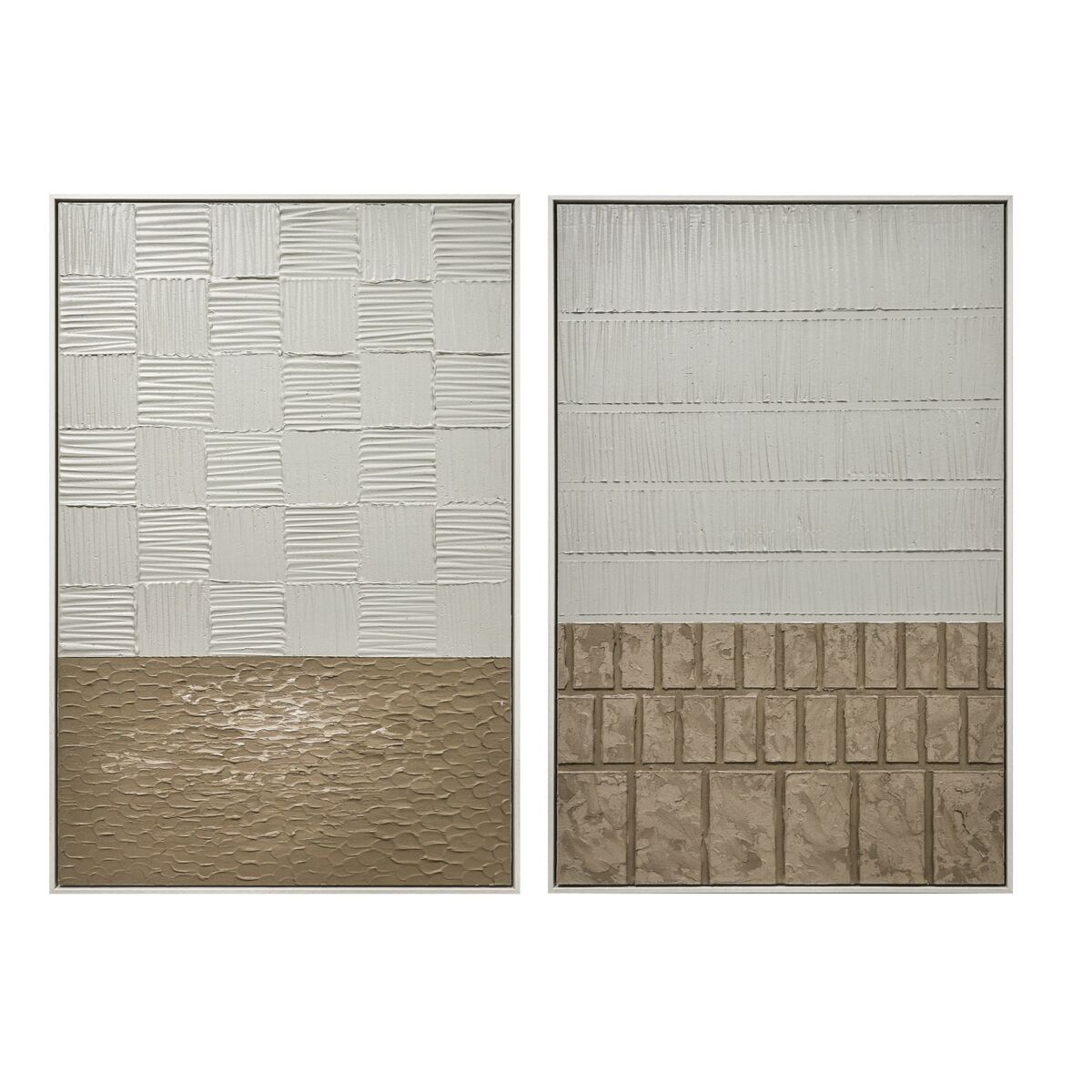 Lienzo Home ESPRIT Blanco Beige Moderno Escandinavo 83 x 4 x 123 cm (2 Unidades) 1 S3061967_0