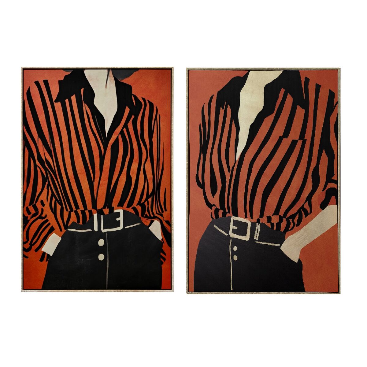 Lienzo Home ESPRIT Negro Rojo Urbano 83 x 4 x 123 cm (2 Unidades) 1 S3061971_0