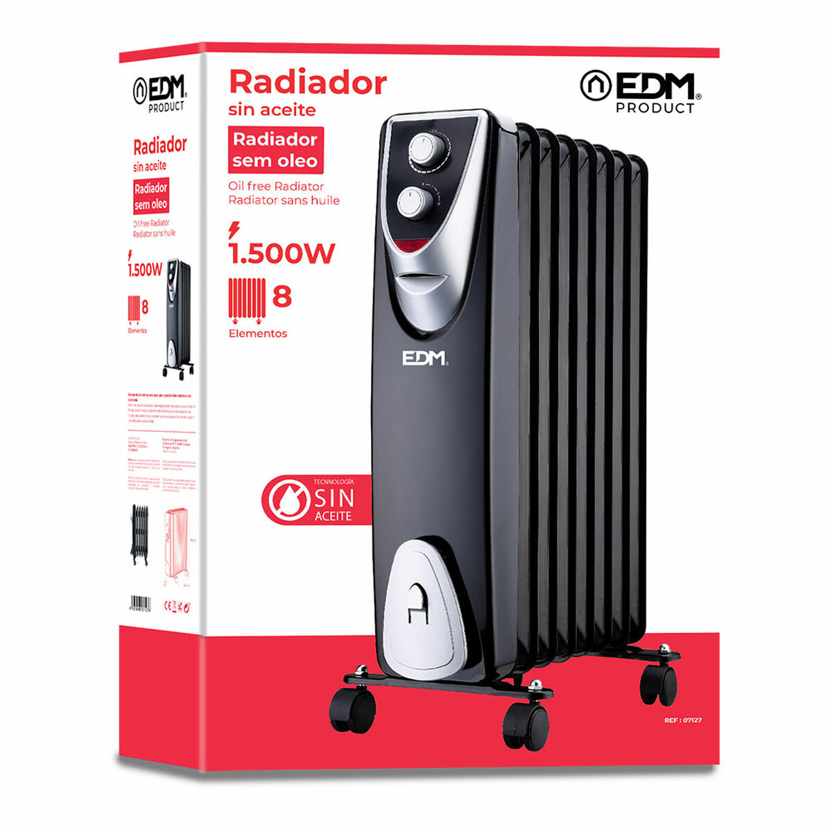 Radiador EDM 07127 Black Edition Negro/Gris 1500 W 2 S7902072_1