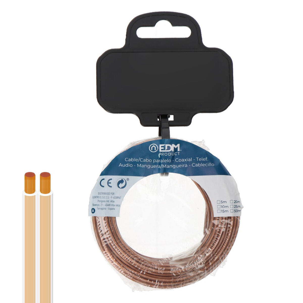 Cable paralelo plano EDM 28721 Transparente 25 m 2 x 0,75 mm 1 S7925322_0