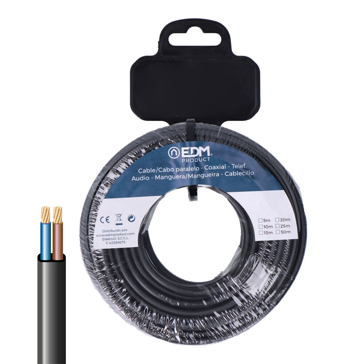 Cable Eléctrico Manguera EDM 28728 Negro 2 x 0,75 mm 5 m Plano 1 S7925329_0