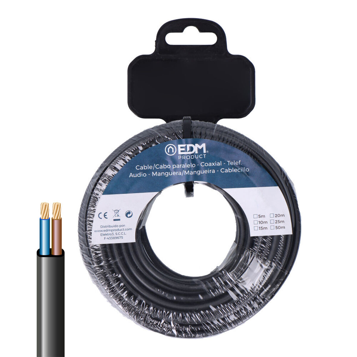 Cable Eléctrico Manguera EDM 28732 Negro 2 x 0,75 mm 25 m Plano 1 S7925333_0