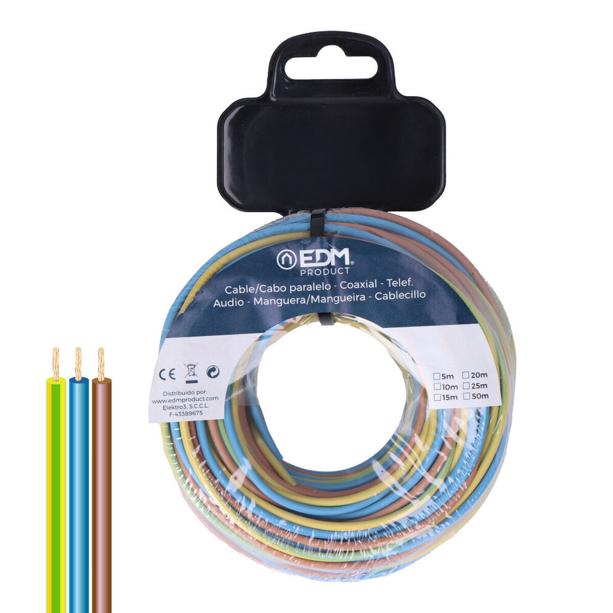 Cable paralelo EDM 28742 Azul Marrón 25 m Carrete h07z1-k 1 S7925661_0