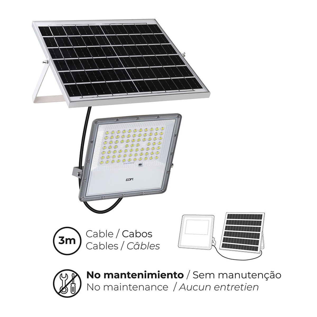 Foco Proyector EDM 31855 200 W 1500 lm Mando a distancia Panel solar fotovoltaico (6500 K) 3 S7920753_2