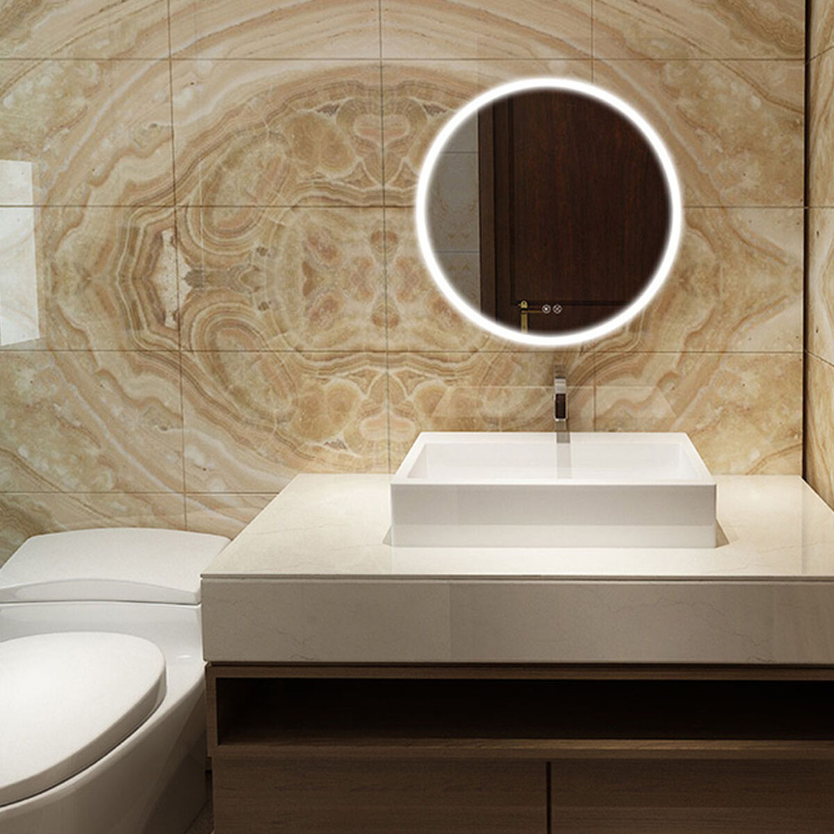 Espejo de pared EDM 32436 20 W Ø 60 cm Transparente Aluminio Redondo Luz LED 3 S7921622_2