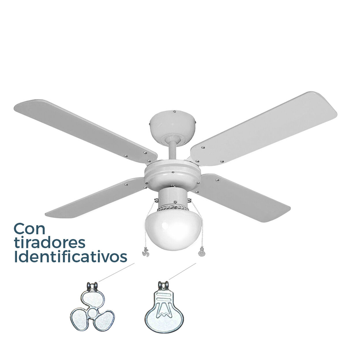 Ventilador de Techo con Luz EDM 33800 Caribe Blanco 50 W 3 S7900596_2