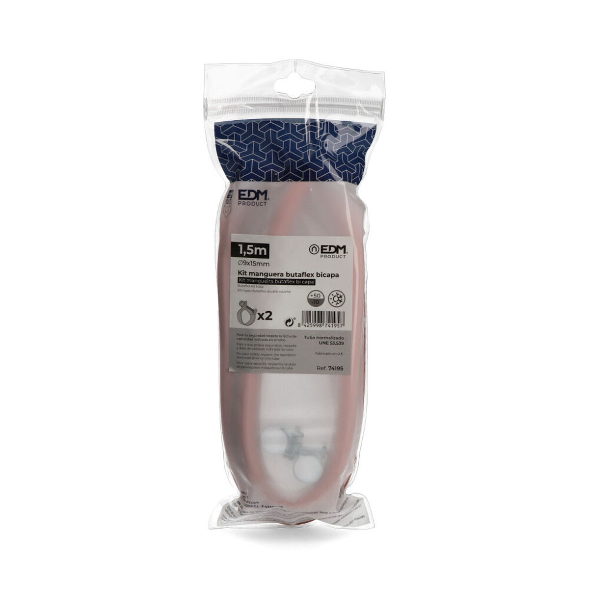Tubo para Gas Butano EDM 74195 Butaflex 1,5 m 9 x 15 mm Doble capa 2 abrazaderas 3 S7916476_2