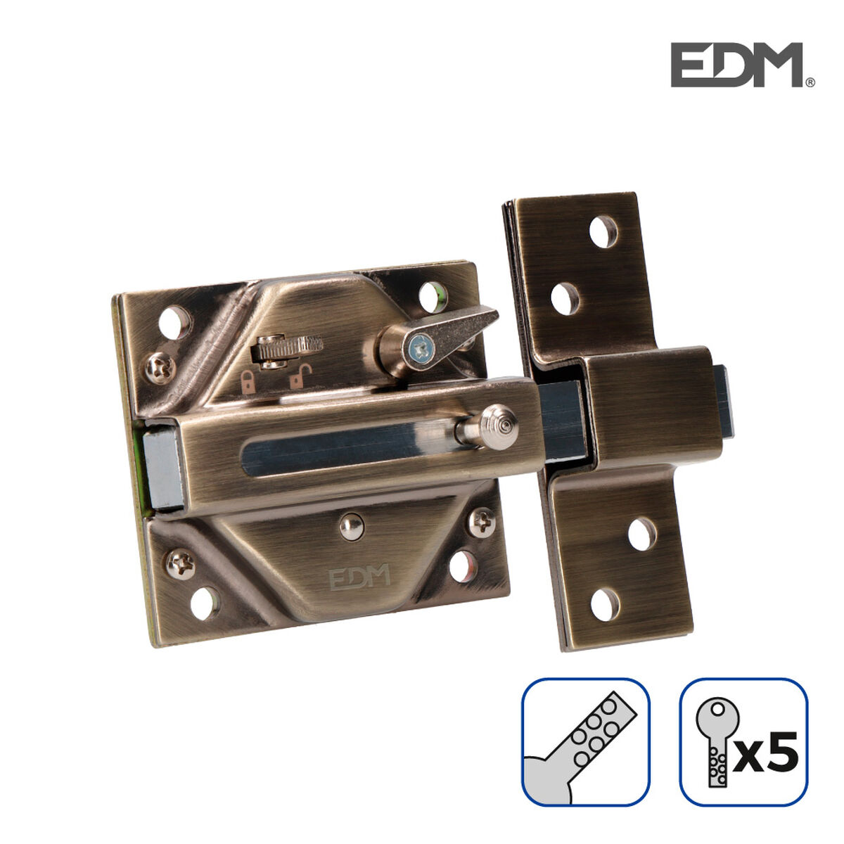 Cerrojo de seguridad EDM 85187 Bronce Acero 73 x 136 mm 2 S7901922_1