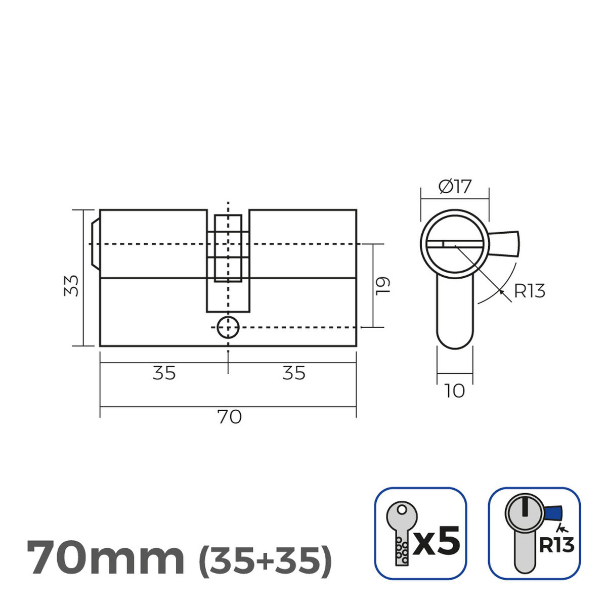 Cilindro EDM 85189 r13 Dorado Latón Leva Corta Europeo 3 S7905213_2