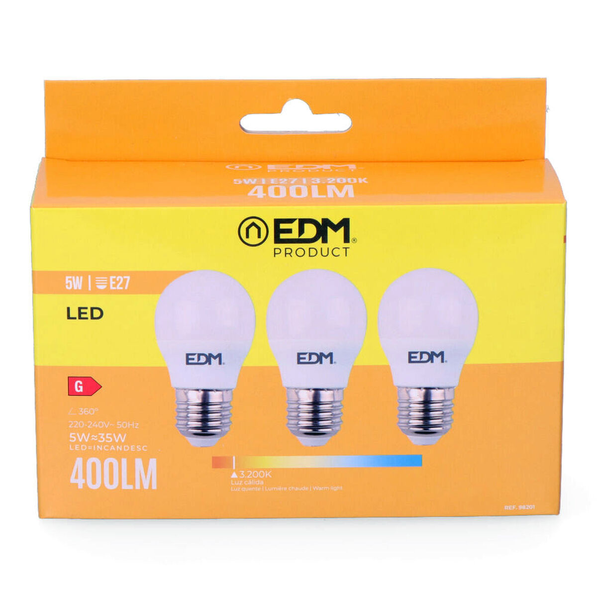 Pack de 3 bombillas LED EDM 98201 G 35 W 5 W 50 W E27 3200 Lm Ø 4,5 x 8 cm (3200 K) 3 S7916656_2