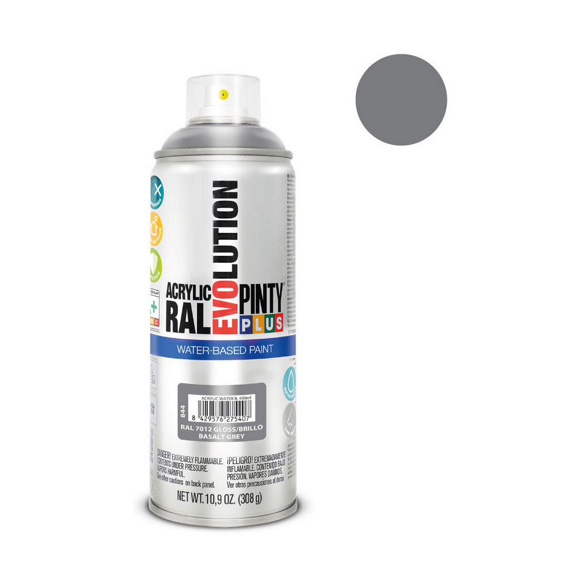 Pintura en spray Pintyplus Evolution RAL 7012 400 ml Base de agua Basalt Grey 2 S7910638_1