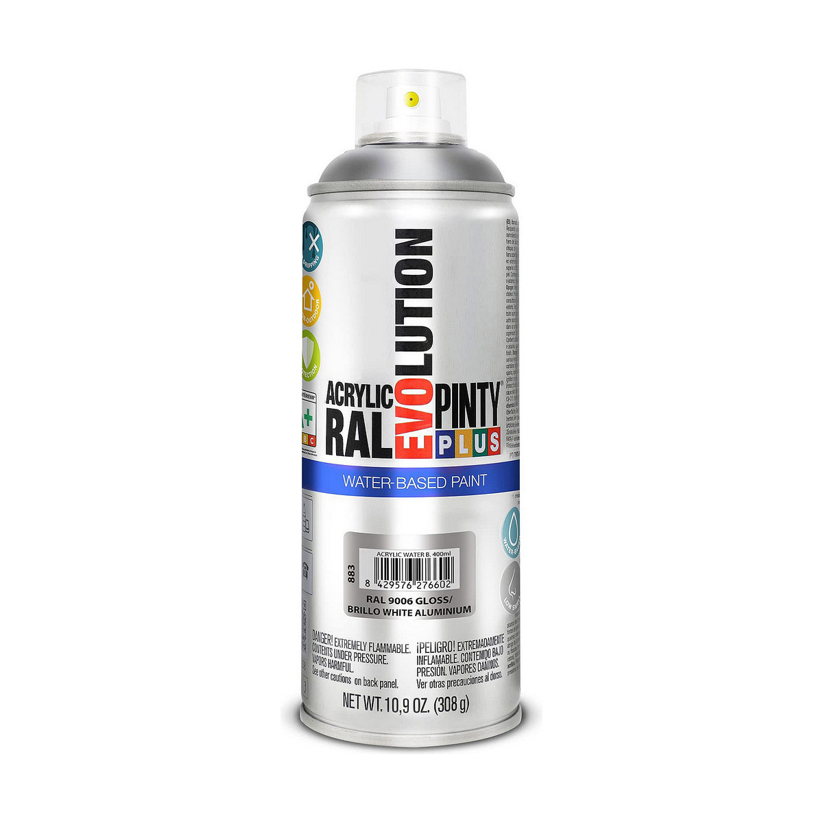 Pintura en spray Pintyplus Evolution RAL 9006 Base de agua White Aluminium 400 ml 1 S7910643_0