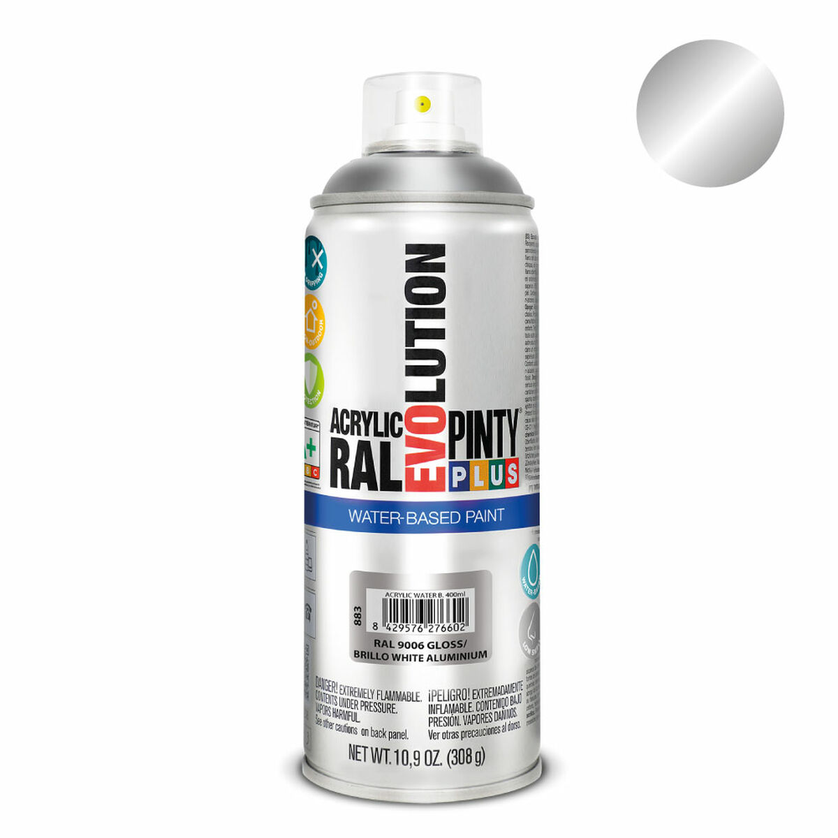 Pintura en spray Pintyplus Evolution RAL 9006 Base de agua White Aluminium 400 ml 2 S7910643_1
