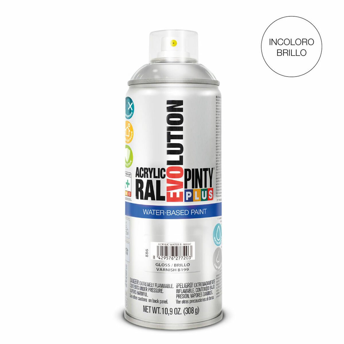 Barniz en Spray Pintyplus Evolution B199 Base de agua 400 ml Incoloro 2 S7910645_1