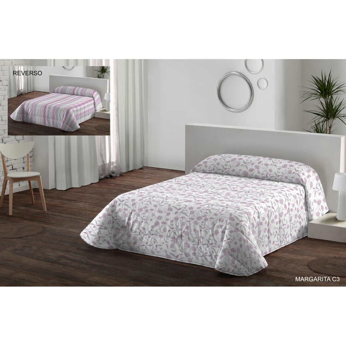 Juego de funda nórdica Hosteline MARGARITA Rosa Cama de 180 3 Piezas 1 D2100911_0