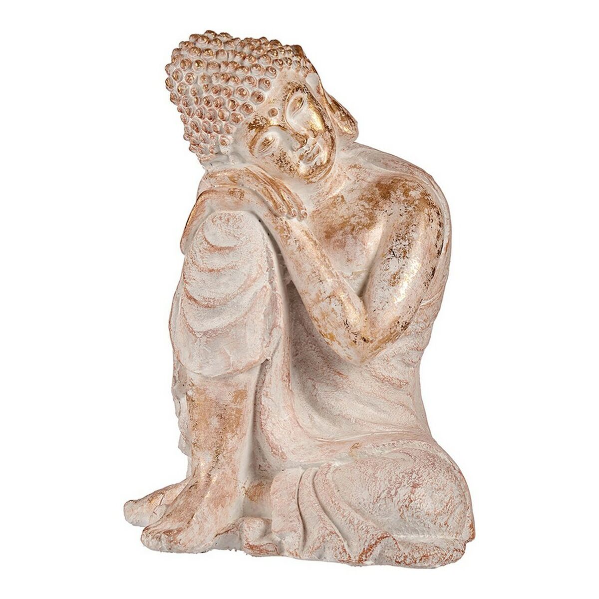Figura Decorativa para Jardín Ibergarden Blanco Dorado Poliresina 35,5 x 54,5 x 42 cm Buda 1 S3610554_0