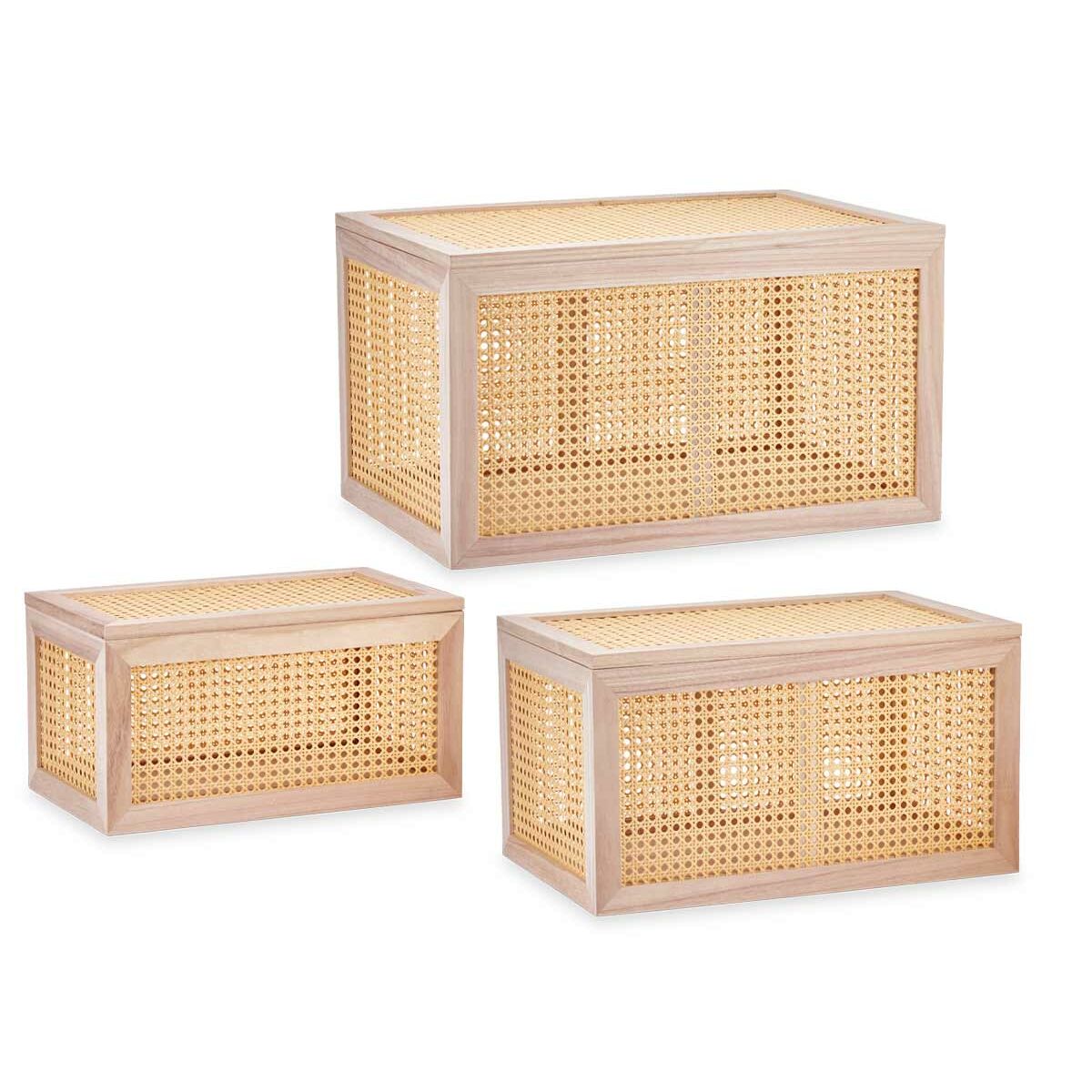 Juego de Baúles Gift Decor Natural Madera de Paulonia 43 x 25 x 23 cm 50 x 32 x 28 cm 57 x 33 x 39 cm 3 Piezas 1 S3632319_0