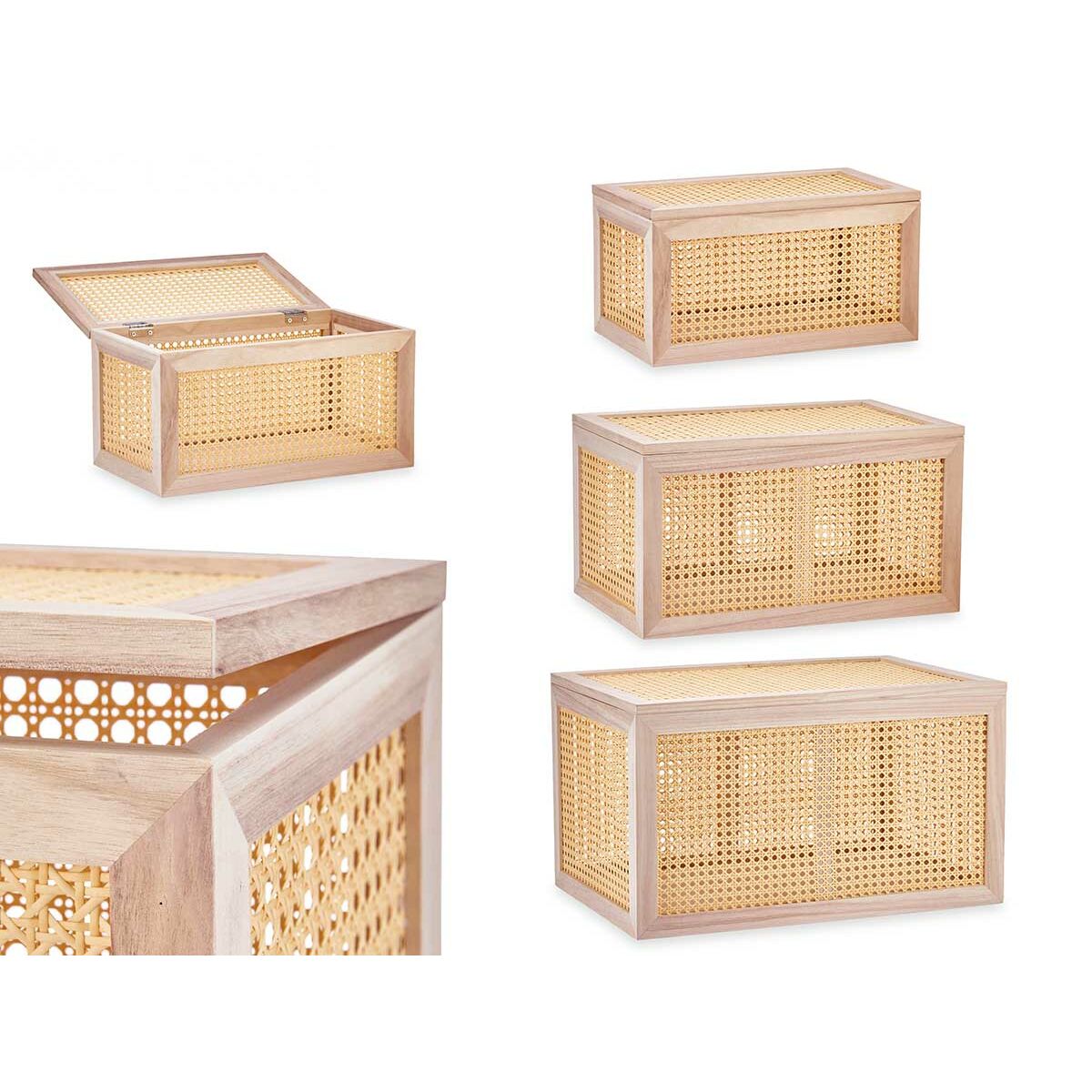 Juego de Baúles Gift Decor Natural Madera de Paulonia 43 x 25 x 23 cm 50 x 32 x 28 cm 57 x 33 x 39 cm 3 Piezas 2 S3632319_1